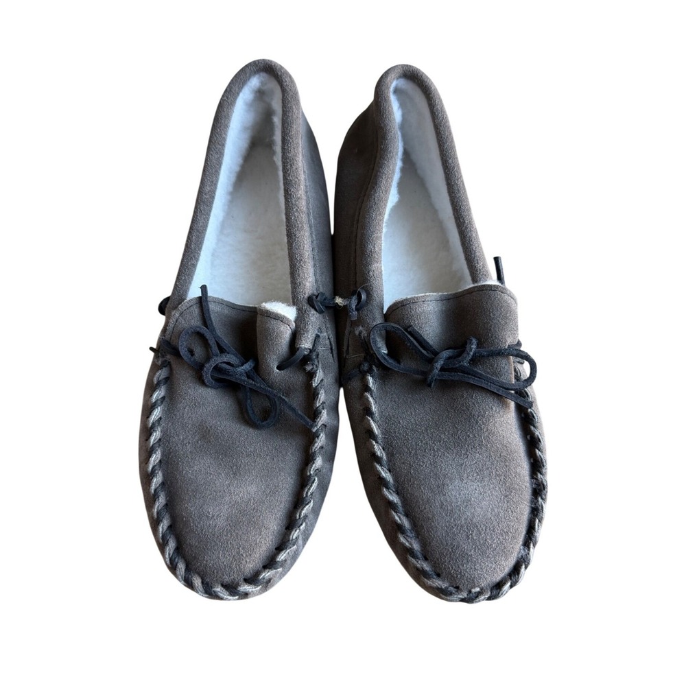 Sioux Mox by Tru-Stitch Mens Grey Suede Moccasin Slippers Size 9 Made in USA